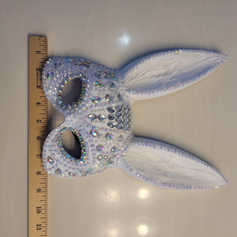 Bunny Bling Mask Dazzling Acrylic Pearls & Crystals - Picture 12 of 16